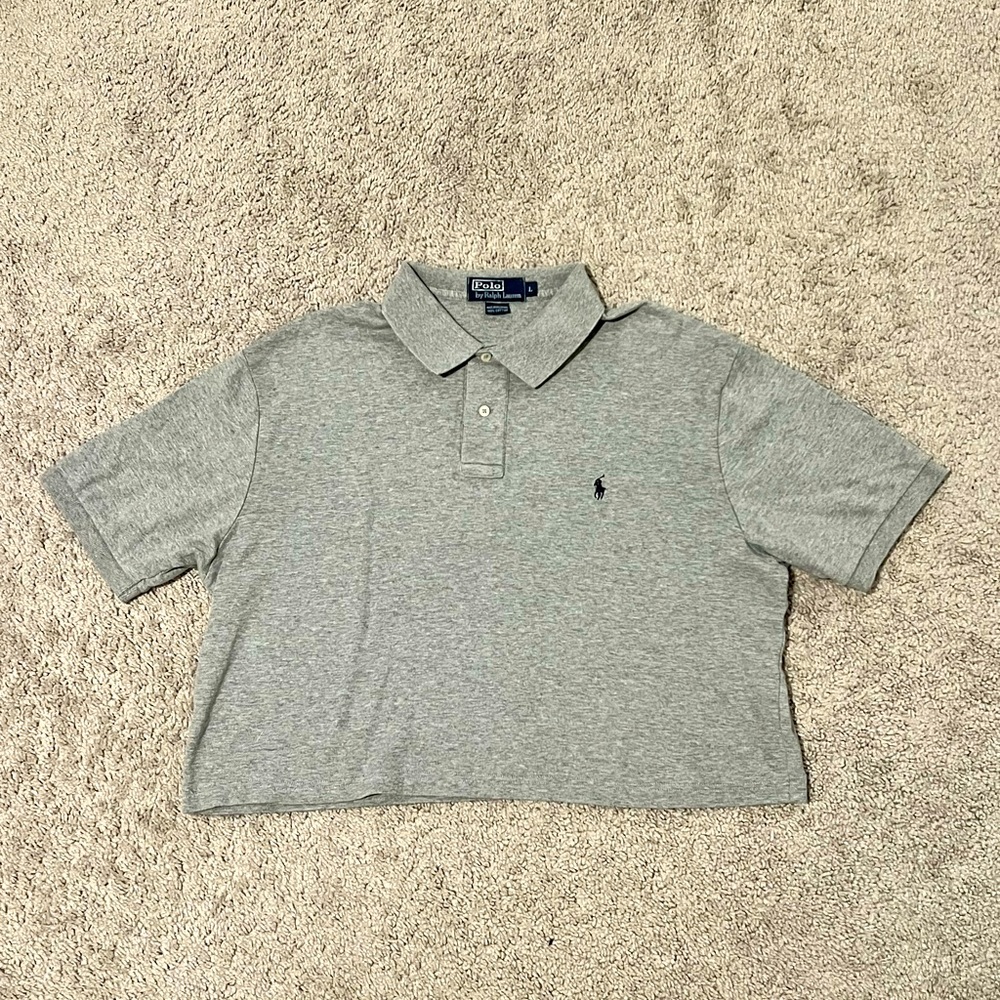 Gray Cropped Polo by Ralph Lauren Shirt